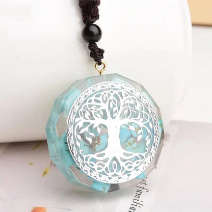 Pendentif Orgonite "Arbre de vie" en Turquoise MaPierreDeProtection®