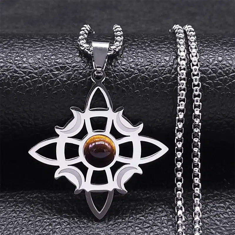 Pendentif noeud de sorcière (Wiccan) pierres au choix mapierredeprotection