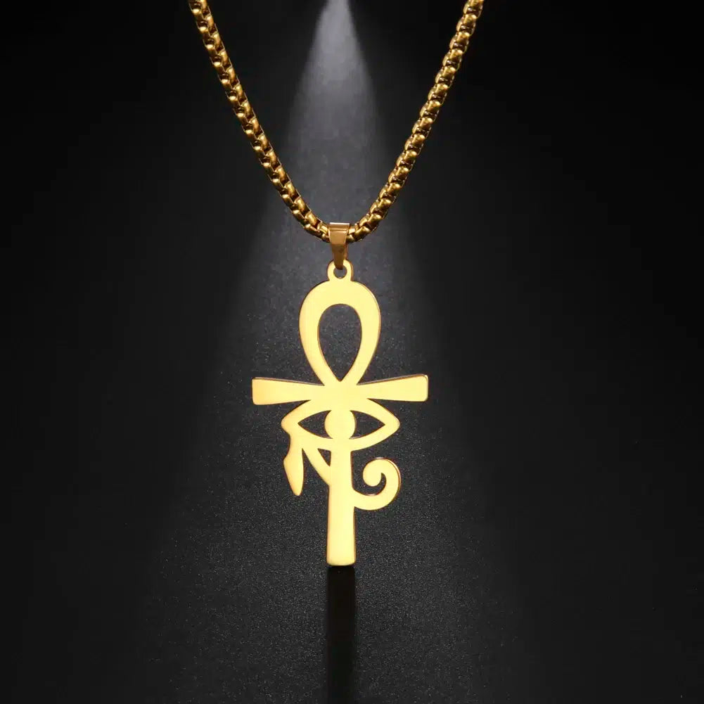 Collier pendentif Croix de Ankh-Oeil d’Horus mapierredeprotection