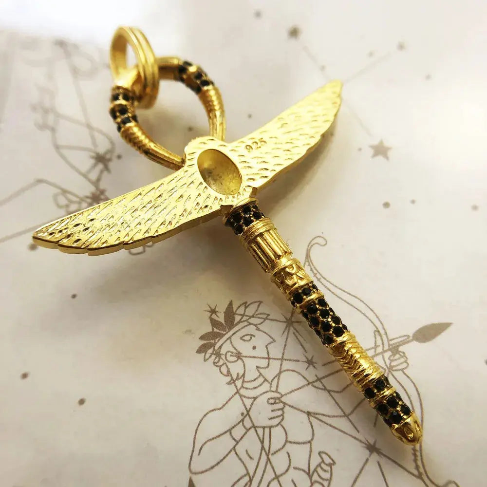 Pendentif Croix de vie Ankh avec scarabée argent 925