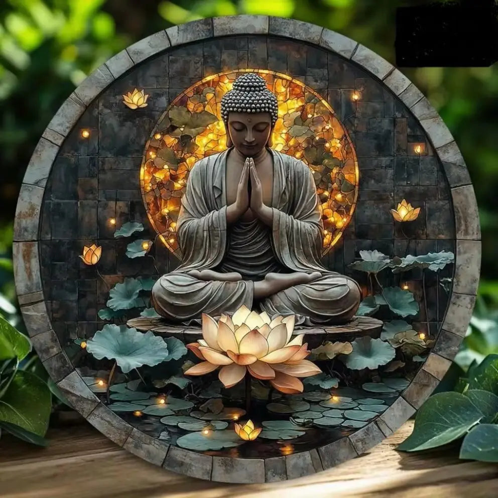 Bouddha plaque en métal ref 02 mapierredeprotection