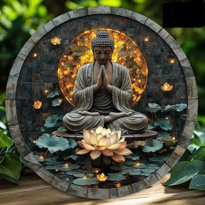 Bouddha plaque en métal ref 02 mapierredeprotection