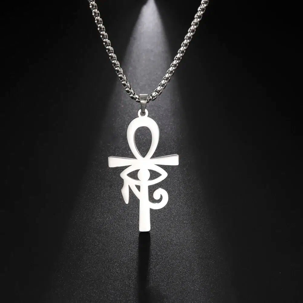 Collier pendentif Croix de Ankh-Oeil d’Horus mapierredeprotection