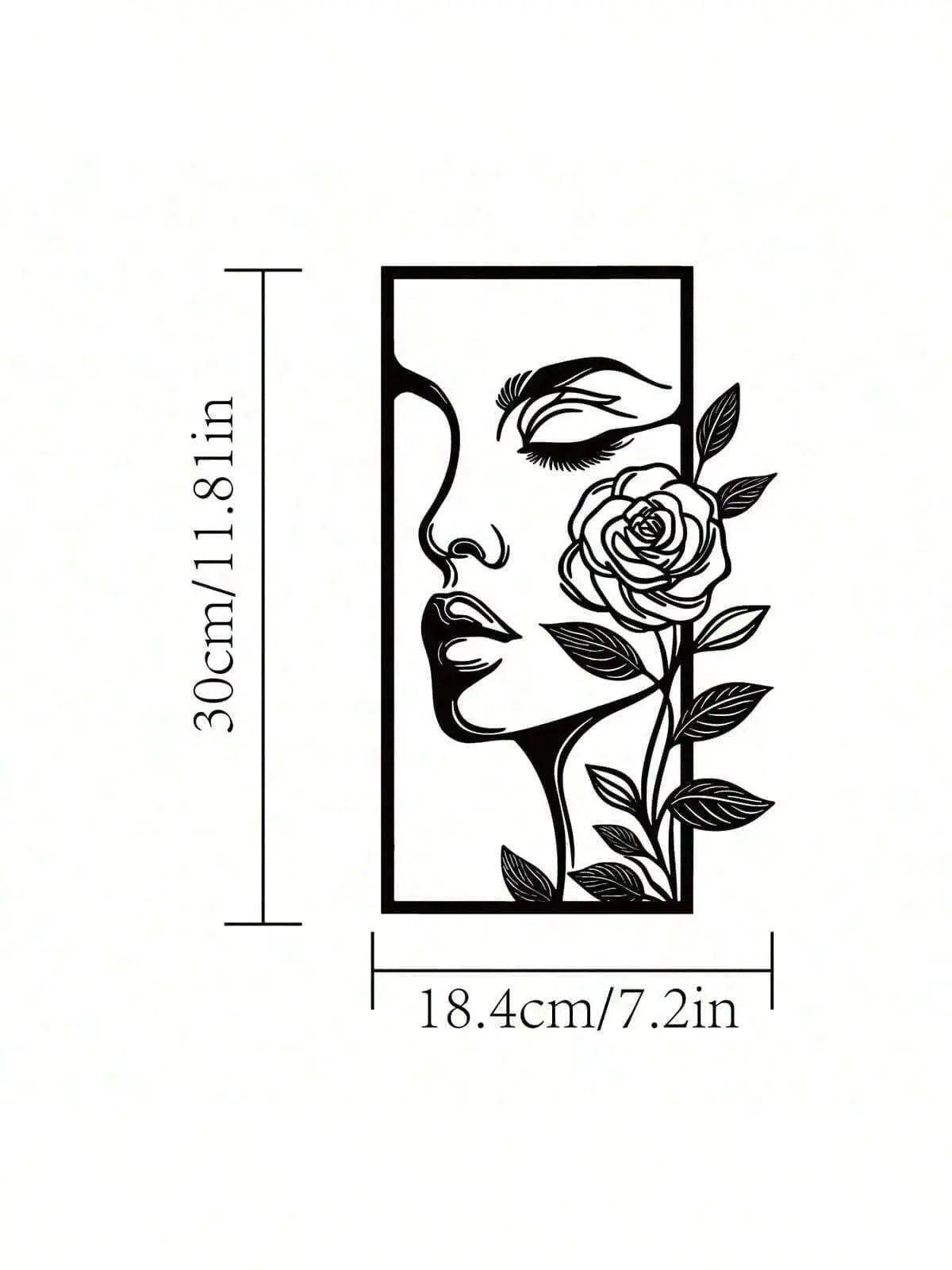 Visage de femme et rose plaque en métal 