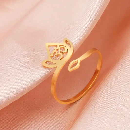 Bague ajustable Fleur de lotus-Om
