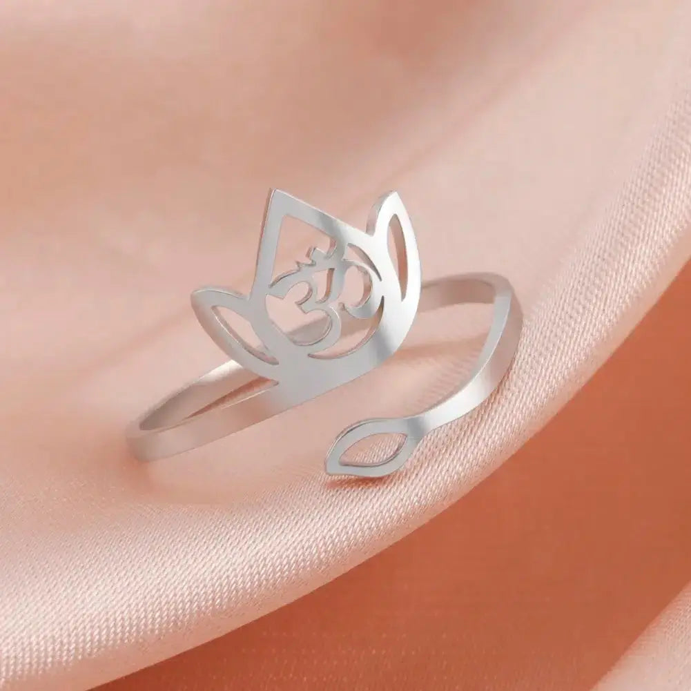 Bague ajustable Fleur de lotus-Om