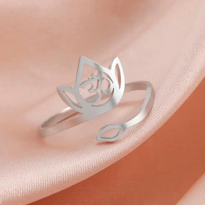 Bague ajustable Fleur de lotus-Om