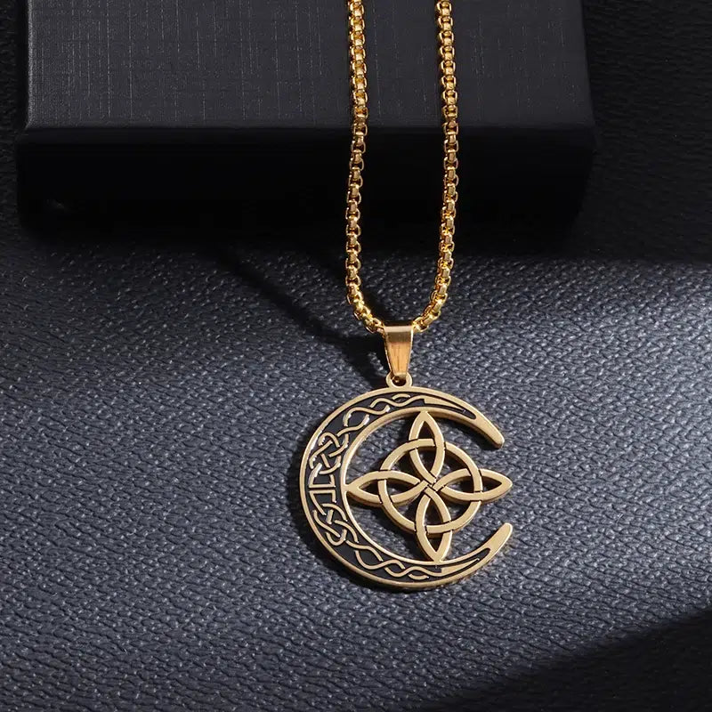 Pendentif noeud de sorcière (Wiccan) lune mapierredeprotection