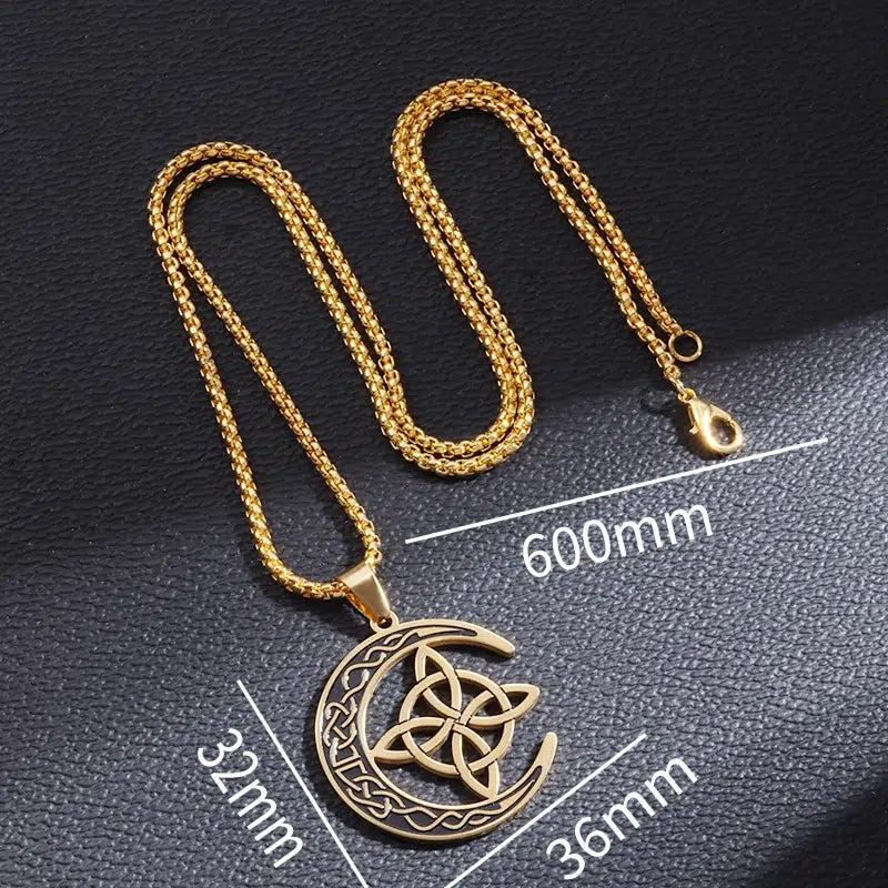 Pendentif noeud de sorcière (Wiccan) lune mapierredeprotection
