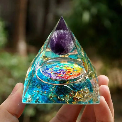 Orgonite « Abondance & Protection » en Améthyste et Quartz bleu MaPierreDeProtection®
