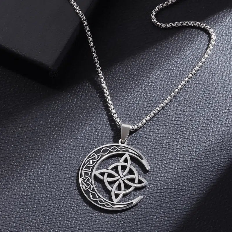 Pendentif noeud de sorcière (Wiccan) lune mapierredeprotection