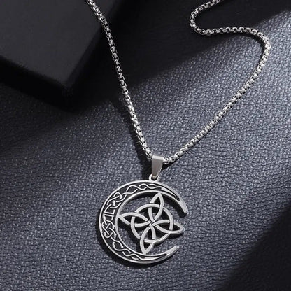 Pendentif noeud de sorcière (Wiccan) lune mapierredeprotection