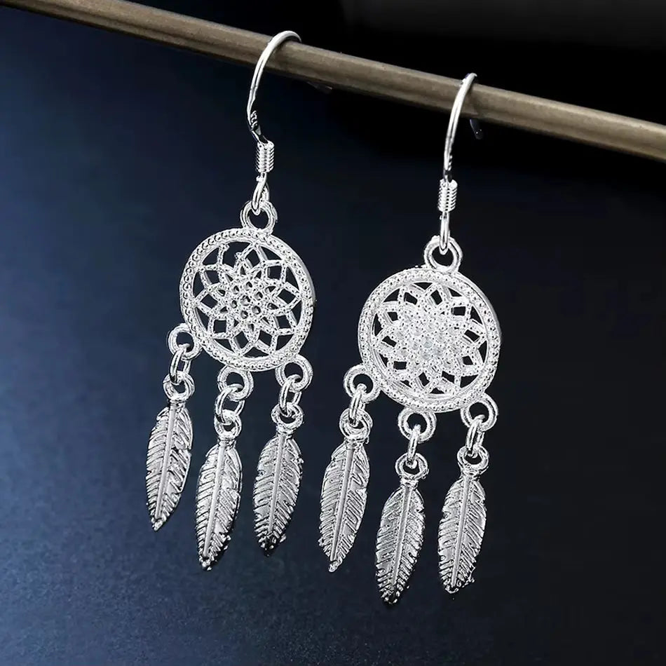 Boucles d'Oreilles Attrape-Rêves argent 925 petit modèle