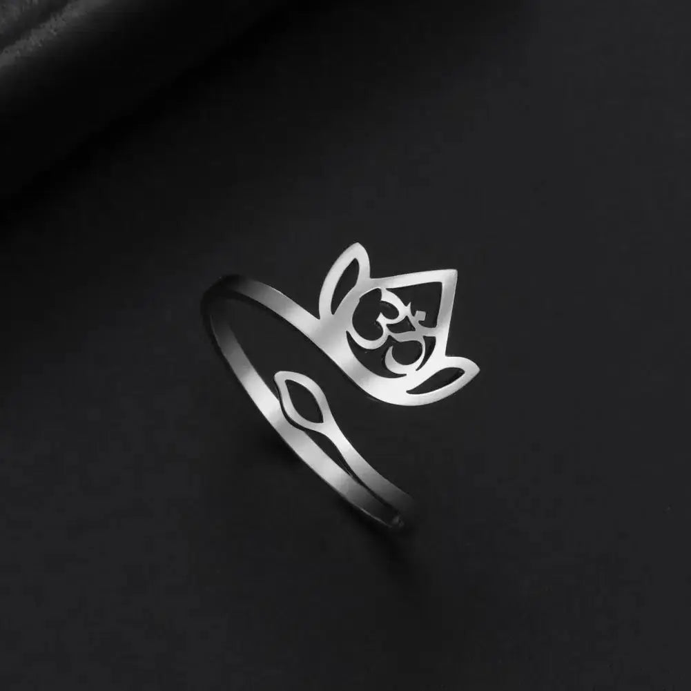 Bague ajustable Fleur de lotus-Om