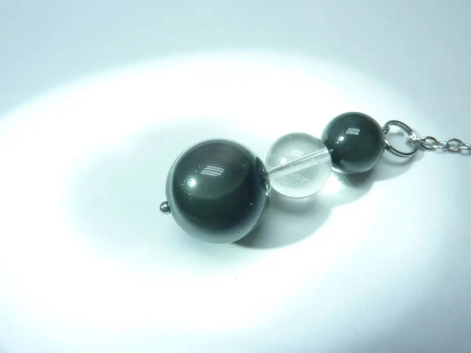 Suspension de protection Obsidienne Œil Céleste & Quartz – Maison, boutique, cabinet