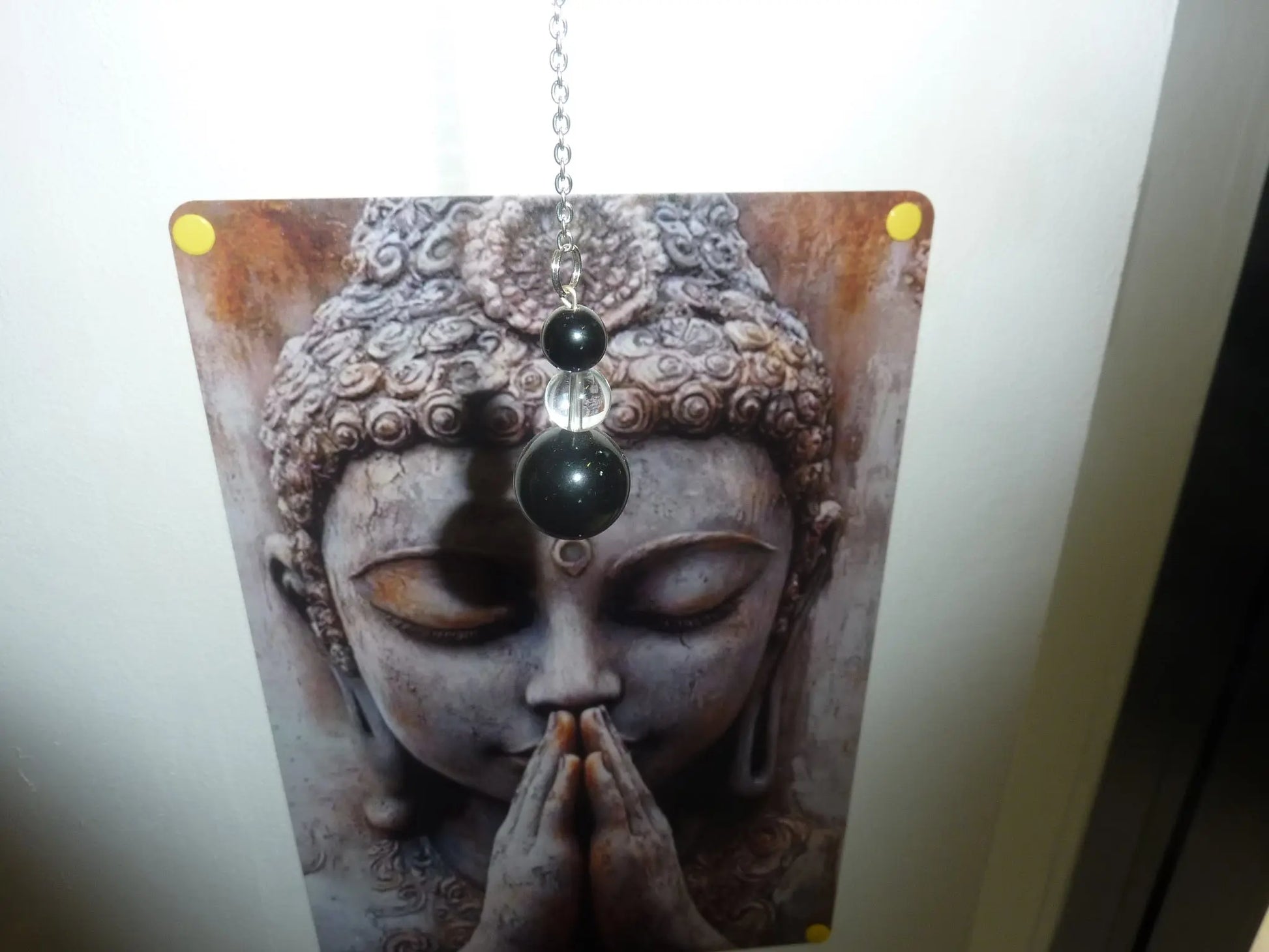 Suspension de protection Obsidienne Œil Céleste & Quartz – Maison, boutique, cabinet