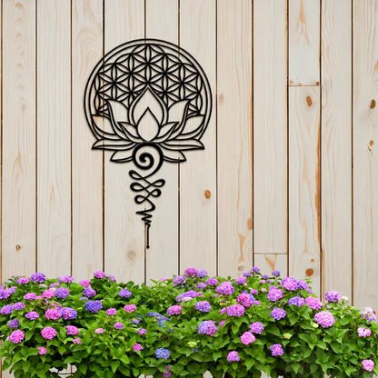 Unalome fleur de lotus-fleur de vie plaque en métal